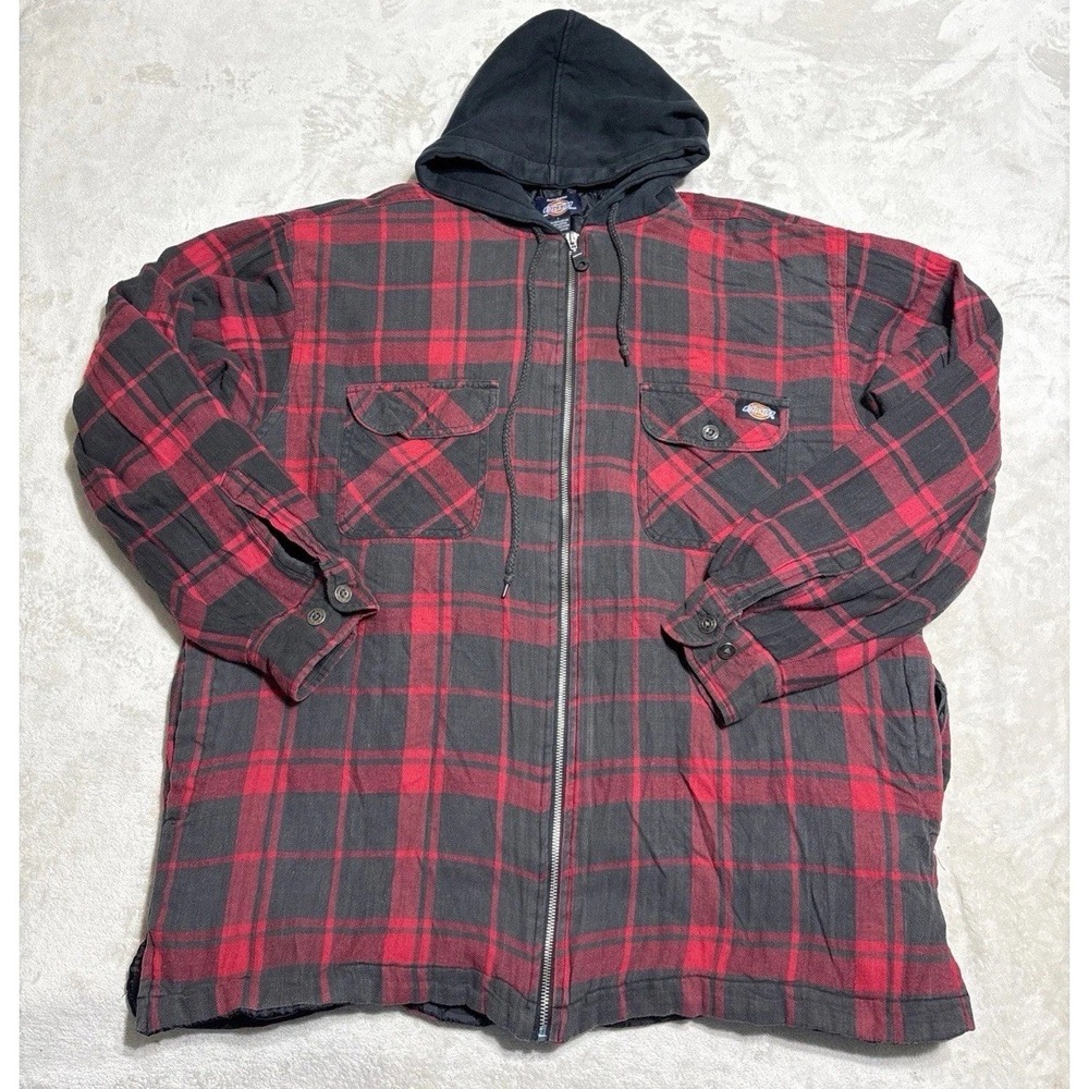 Dickies Jacket Mens Size Large Red Lumberjack Insulated Quilted Waterproof VTG